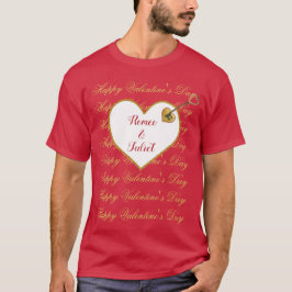 Gold Red Heart Romance Niedlich Moderner Valentins T-Shirt