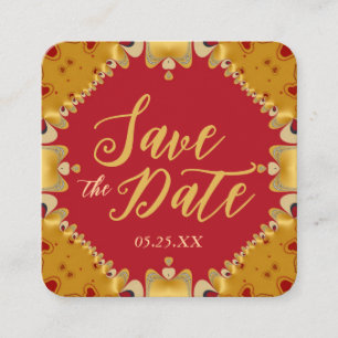 Gold & Red Hearts Enregistrer les cartes de dates