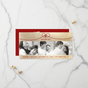 Gold & Red Knot Double Happy 3 Foto Chinesisch Save The Date