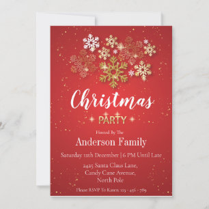 Gold & Red Luxury Style Weihnachtsgeschenk Party Einladung