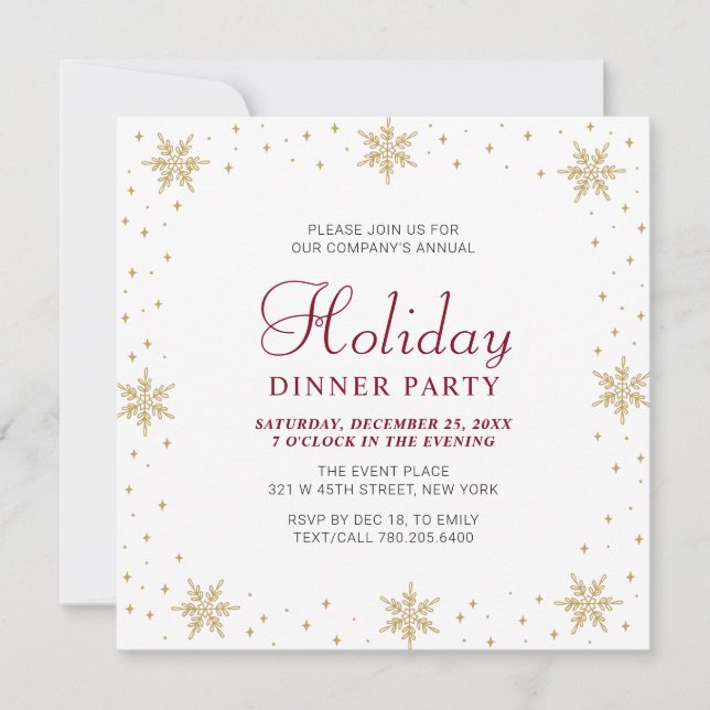 Gold & Red Modern Corporate Holiday Dinner Party Einladung (Vorderseite)