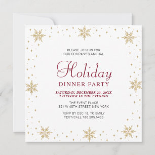Gold & Red Modern Corporate Holiday Dinner Party Einladung