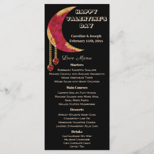 Gold Red Moon Heart Jewels Valentine's Day Menu