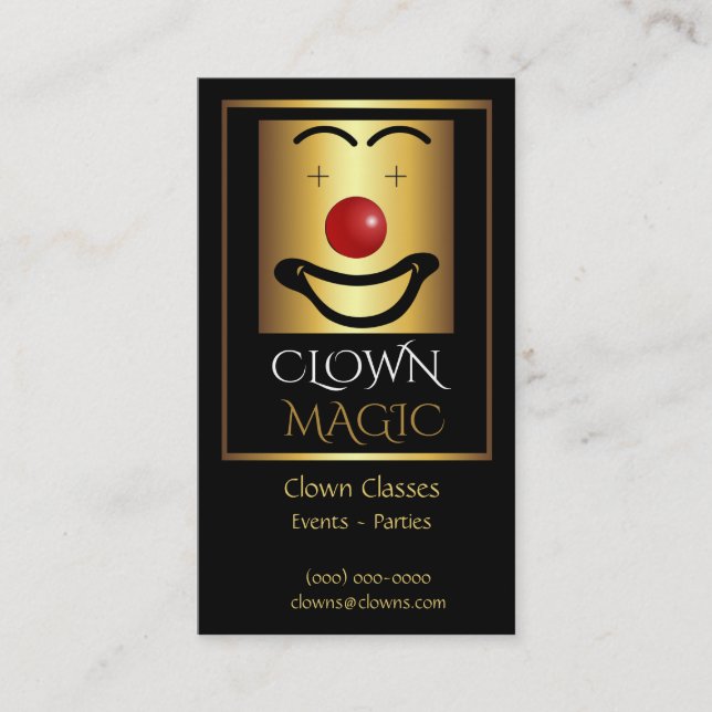 Gold Red Nose Clown-Logo Visitenkarte (Vorderseite)