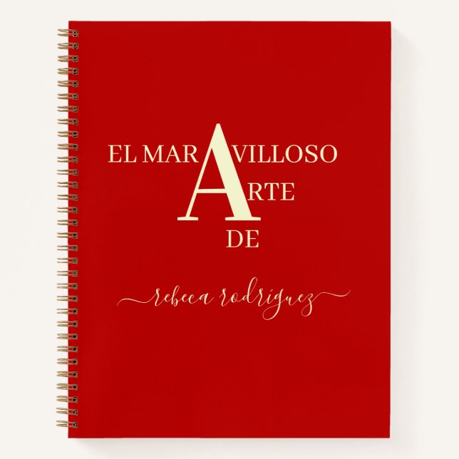 Gold Red Personalized Sketchbook add Name Notizbuch (Vorderseite)