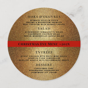 Gold Red Round Christmas Dinner Menu Modèle