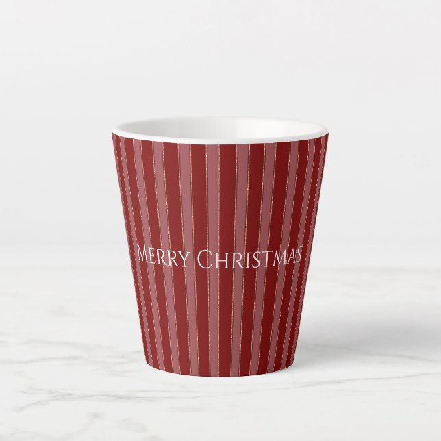 Gold Red Stripes Christmas Milchtasse (Vorderseite)