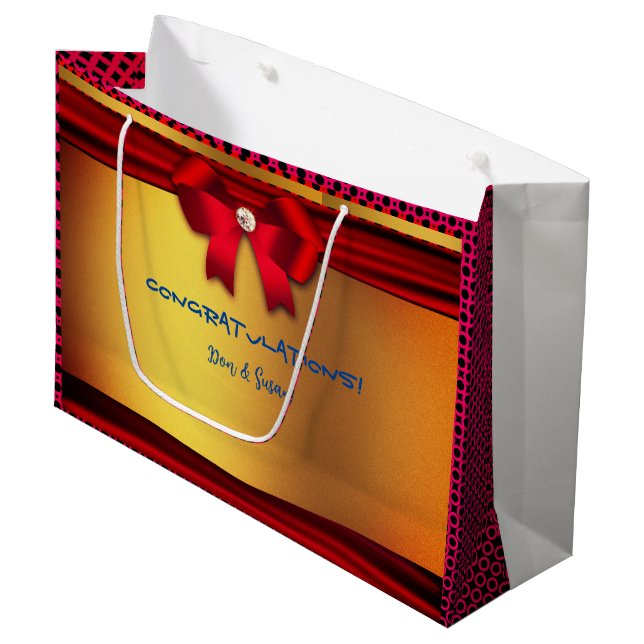 Gold Red Wedding - Urlaub & mehr Große Geschenktüte (Vorderseite Schrägansicht)