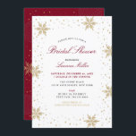 Gold & Red Winter Christmas Bridal Polterabend Einladung<br><div class="desc">Feiern Sie Ihren besonderen Tag mit diesem stilvollen Weihnachts-Polterabend Einladung. Dieses Design zeichnet sich durch schöne Schneeflocken und Glitzern-Grafiken in Gold & Rot Farbkombination aus. Sie können den Text an jede Winterveranstaltung anpassen. Mehr Brautparty-Einladungen und Party-Vorräte sind in meinem Shop BaraBomWedding erhältlich.</div>