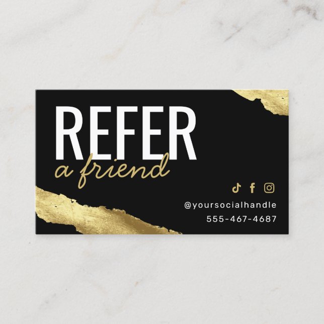 Gold Refer a Friend Card Visitenkarte (Vorderseite)