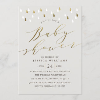 Gold Regentropfen Snd Script Baby Dusche laden gra Einladung