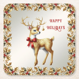 Gold Reindeer Holiday Paper Untersetzer