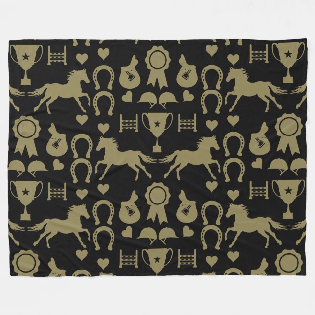 Gold Reiten  Fleecedecke (Vorderseite (Horizontal))