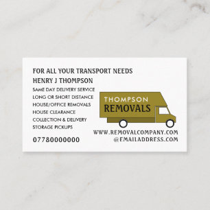 Gold Removal Van, Removal Company Visitenkarte