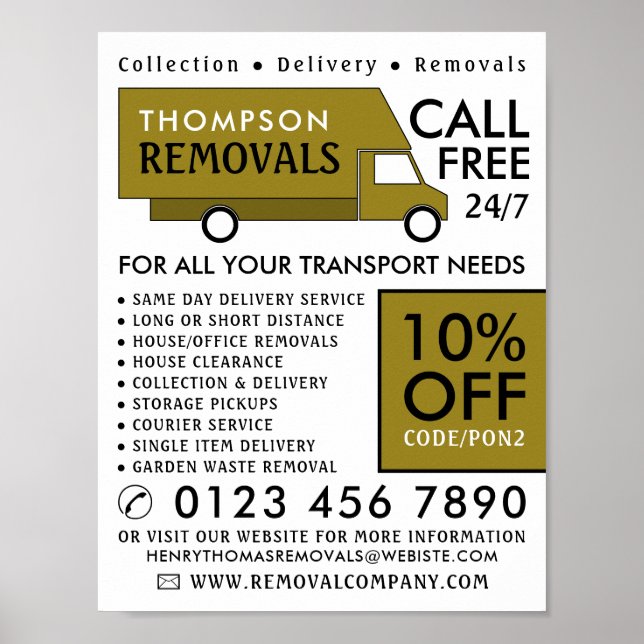 Gold Removal Van, Removal Company Werbung Poster (Vorne)