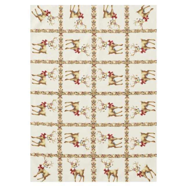 Gold Rentier Holiday Tableclout Tischdecke (Vorderseite)