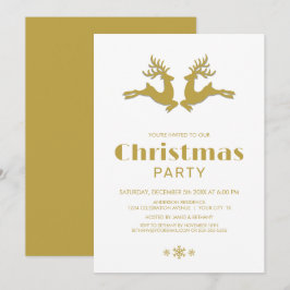 Gold Rentier Weihnachts-Party Einladung