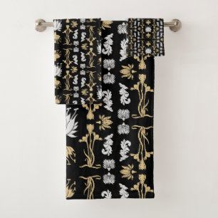 Gold Retro Art Nouveau Print Badhandtuch Set