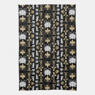 Gold Retro Art Nouveau Print Geschirrtuch