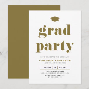 Gold Retro Bold Typografy Graduation Party Einladung