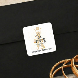 Gold Retro Let's Get Groovy 60th Birthday Quadratischer Aufkleber