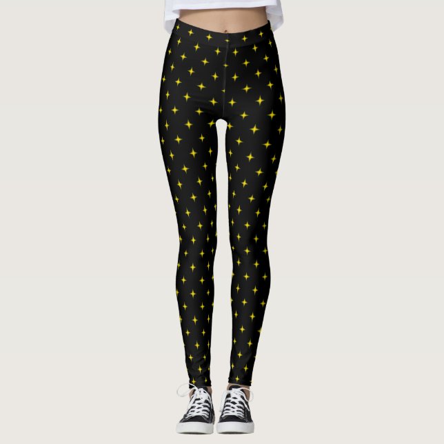 Gold Retro Stars Leggings (Vorderseite)