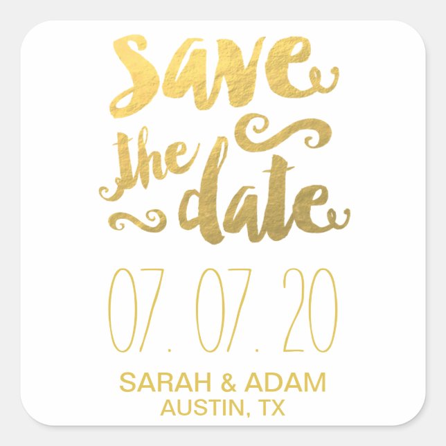 Gold Rette unser Datum | Save the Date Aufkleber (Vorderseite)