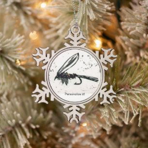 "Gold Ribbed Hare's Oar" Nassfliege binden, Kunst Schneeflocken Zinn-Ornament