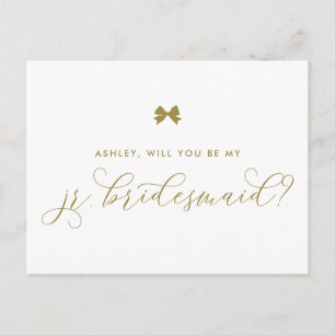 Gold Ribbon Bow Serez-Vous Ma Carte Jr Bridesmaid