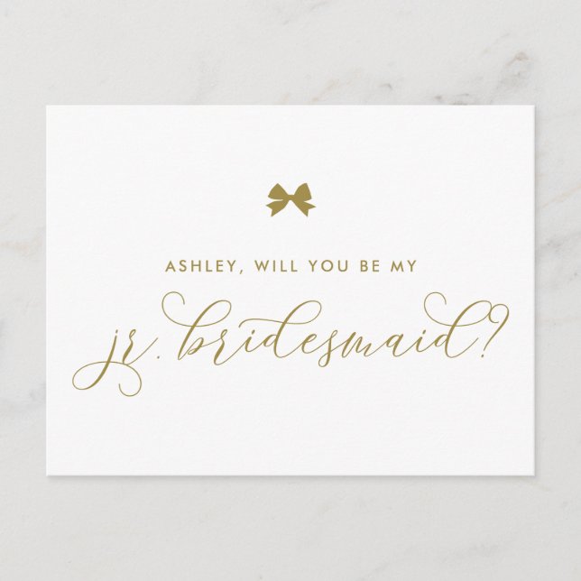 Gold Ribbon Bow Serez-Vous Ma Carte Jr Bridesmaid (Devant)