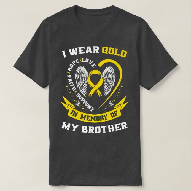 Gold Ribbon Kinder Krebs Bewusstsein Bruder in T-Shirt (Design vorne)
