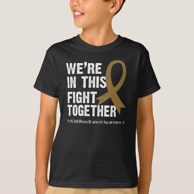 Gold-Ribbon-Kinderkrebs zusammen T-Shirt (Vorderseite)