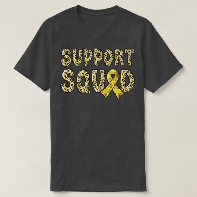 Gold Ribbon Leopard Print Support Squad Kindheit T-Shirt (Design vorne)