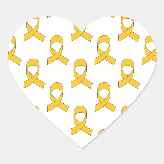 Gold Ribbon-Muster Herz-Aufkleber (Vorderseite)