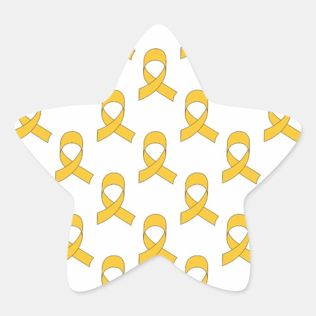 Gold Ribbon-Muster Stern-Aufkleber (Vorderseite)
