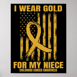 Gold Ribbon Nichte Kindheitskrebs-Bewusstsein Amer Poster