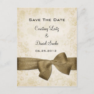 Gold Ribbon Save the Date Ankündigungspostkarte