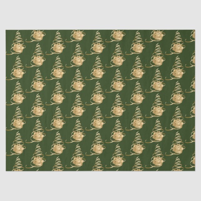 Gold Ribbon Weihnachtsbaum Geschenkpapier Seidenpapier (Vorderseite)