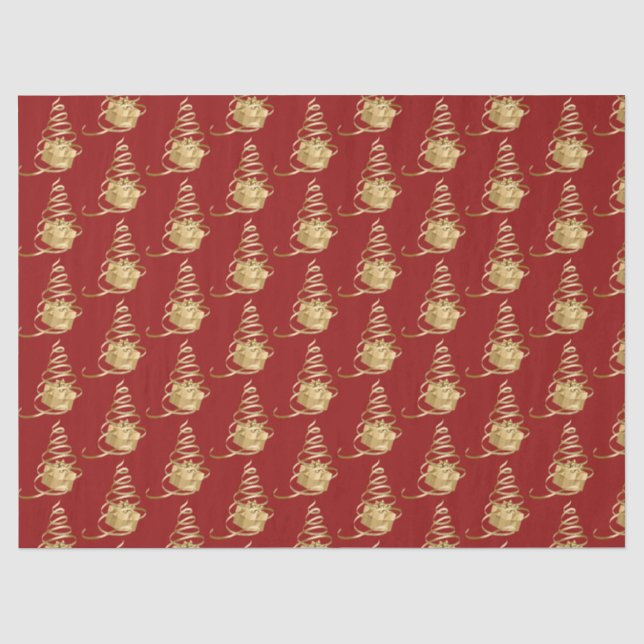 Gold Ribbon Weihnachtsbaum Geschenkpapier Seidenpapier (Vorderseite)