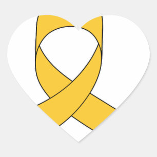 Gold Ribbon Zeichnend Herz-Aufkleber
