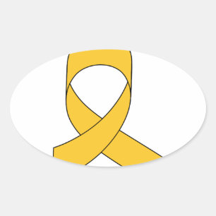 Gold Ribbon Zeichnend Ovaler Aufkleber