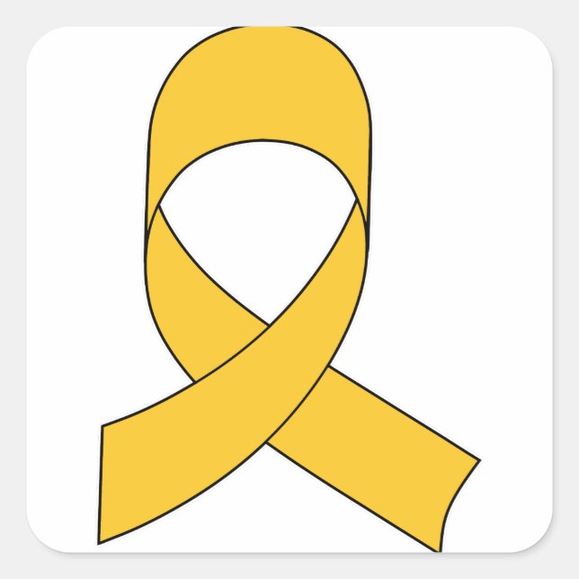 Gold Ribbon Zeichnend Quadratischer Aufkleber (Vorderseite)