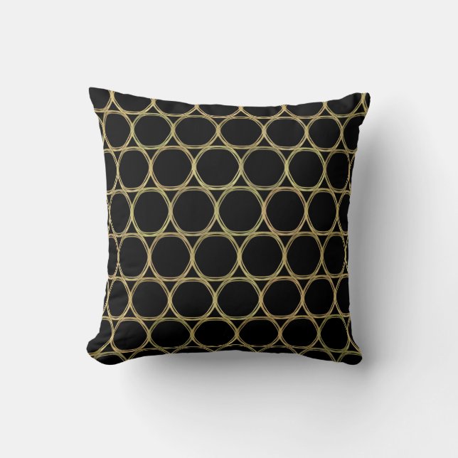 Gold Rings auf Black Modern Chic Kissen (Vorderseite)