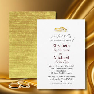 Gold Rings Elegantes Hochzeitessen Probe Dinner Einladung