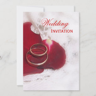 Gold Rings Rose Petals Hochzeitseinladung Einladung