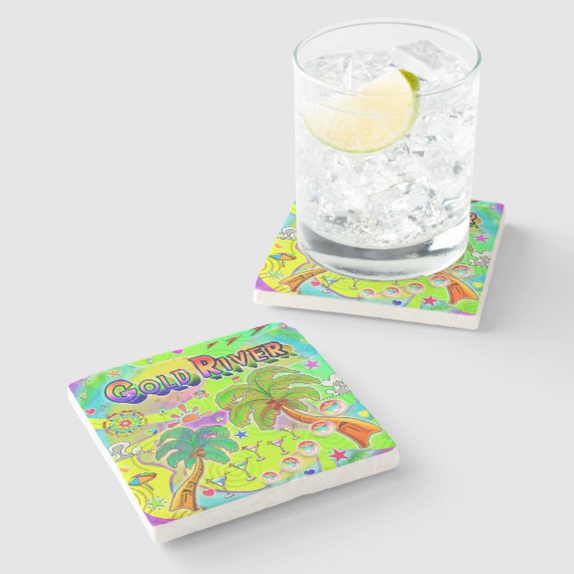 Gold River Mind Focus Coaster Steinuntersetzer (Seitenansicht)