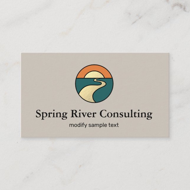 Gold River Sunset Horizon Landscape Logo Visitenkarte (Vorderseite)