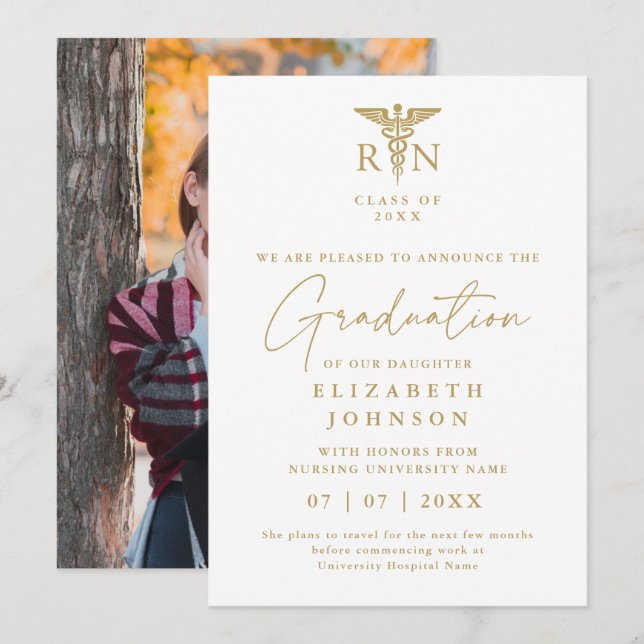 Gold RN Faire-part de la photo (Devant / Derrière)