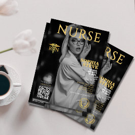 Gold RN Pflege Magazin Foto Abschluss qr Code Einladung
