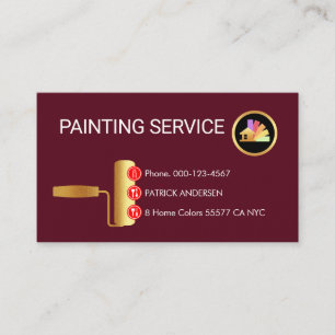 Gold-Rollenpinsel-Mal-Button-Icons Visitenkarte